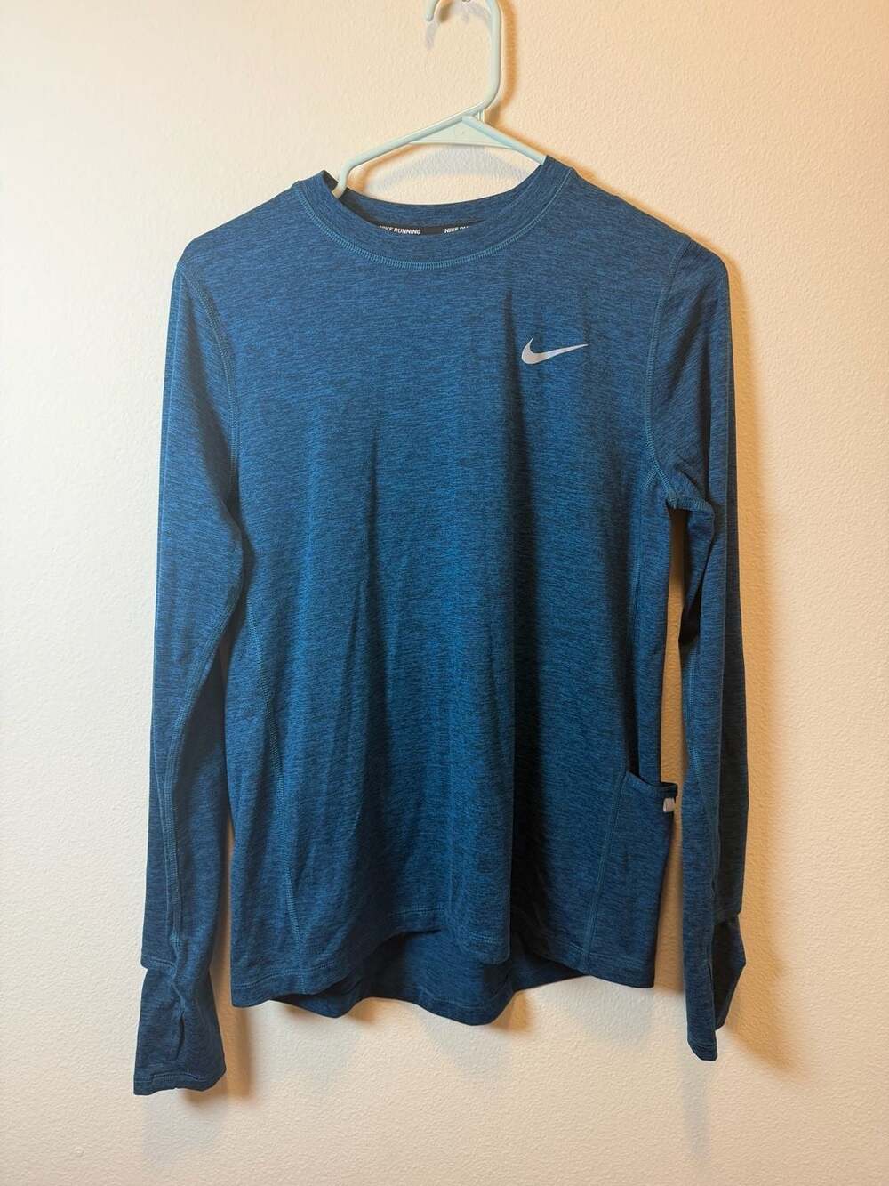 Nike Running Dri-Fit Long Sleeve Marled Blue Athletic Shirt